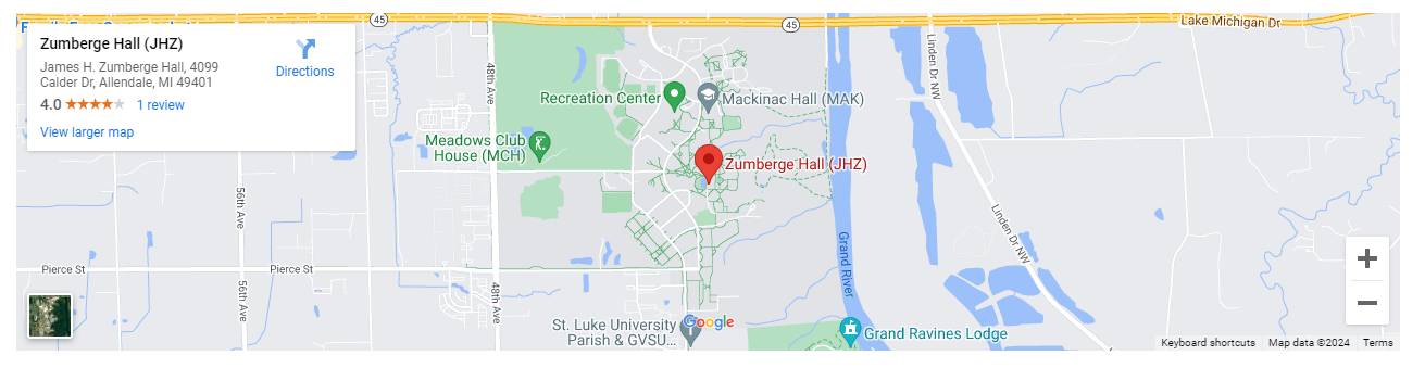 Google map chunk on the front end of gvsu.edu